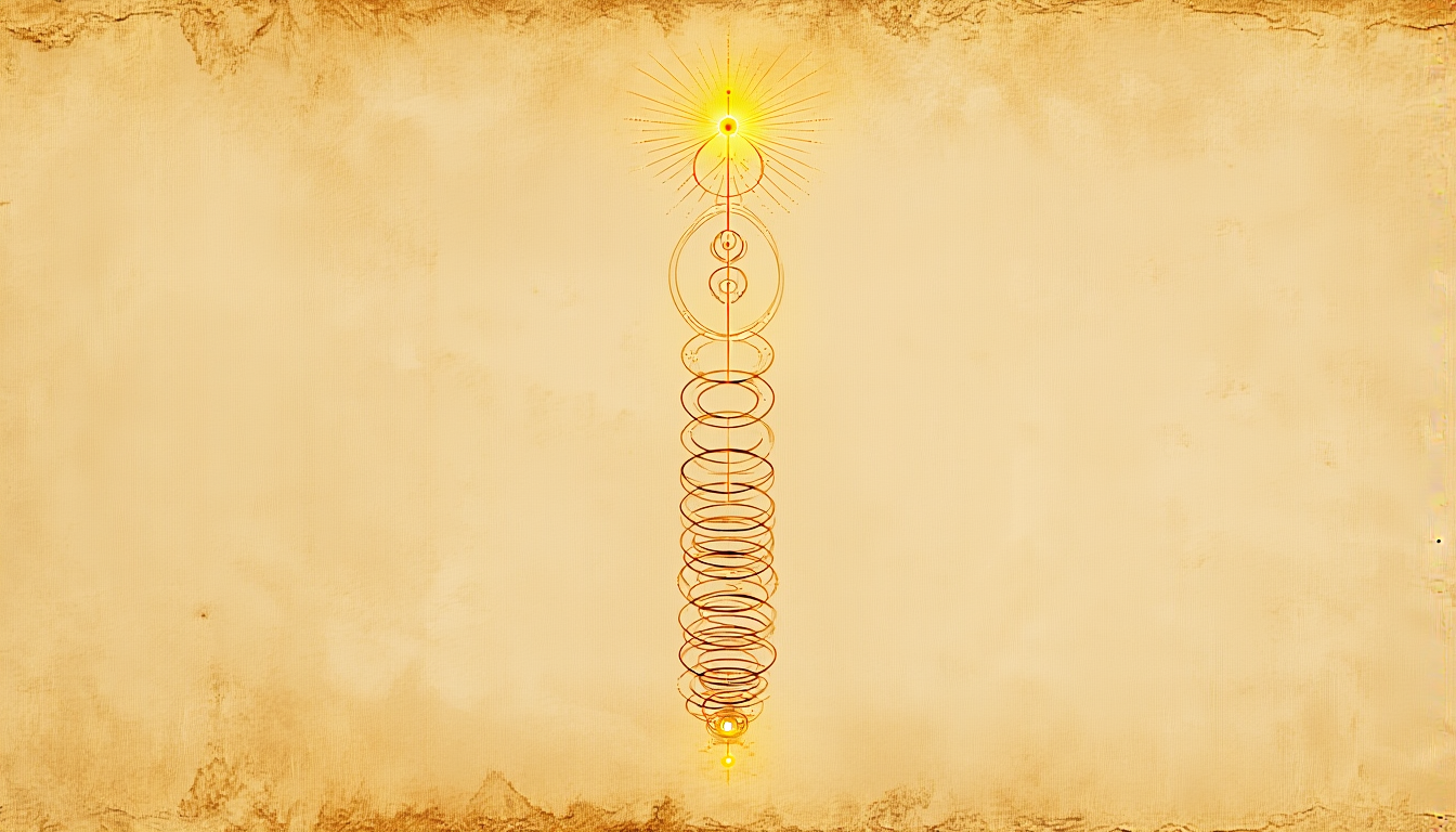 A golden spiral descending through widening loops