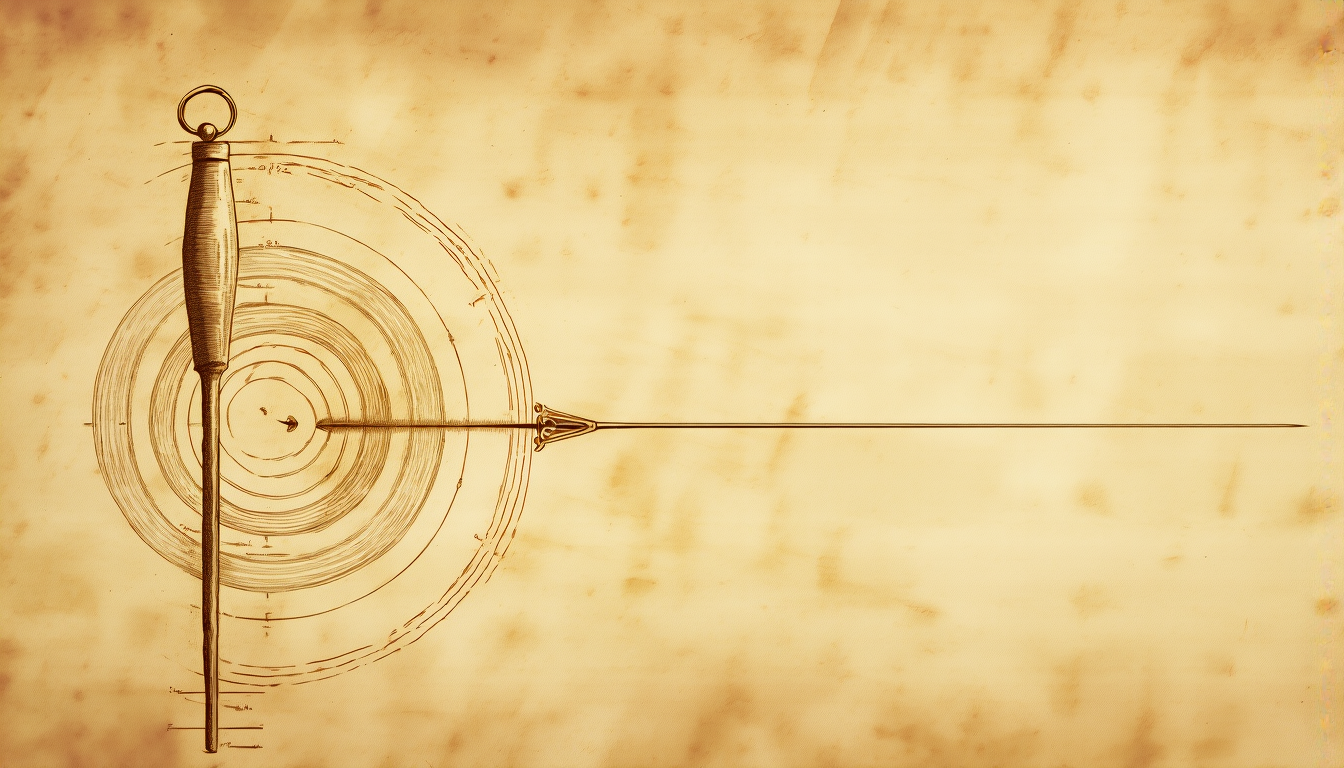 A tuning fork emitting concentric rings that widen toward the bottom